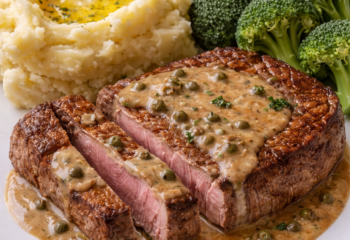 Steak with Peppercorn Sauce Meal Steak with Peppercorn Sauce Meal